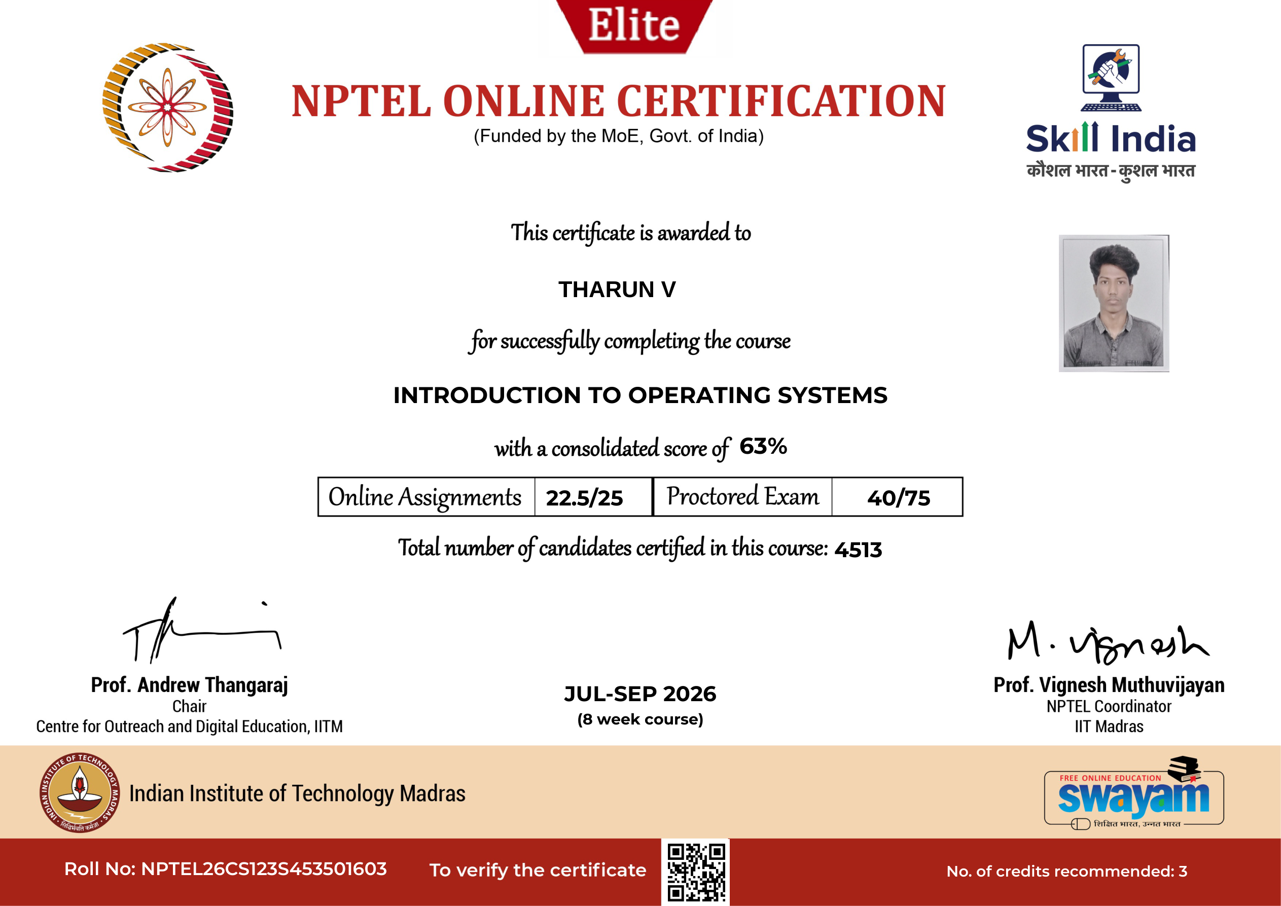 NPTEL Certificate